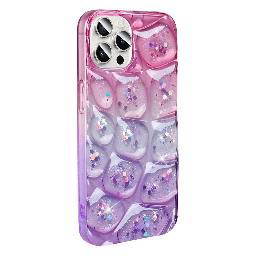 __vg|Pembe-Mor|0|8680436785041-01|Apple iPhone 14 Pro Max Kılıf Simli 3D Desenli Gordonix Hacar Kapak