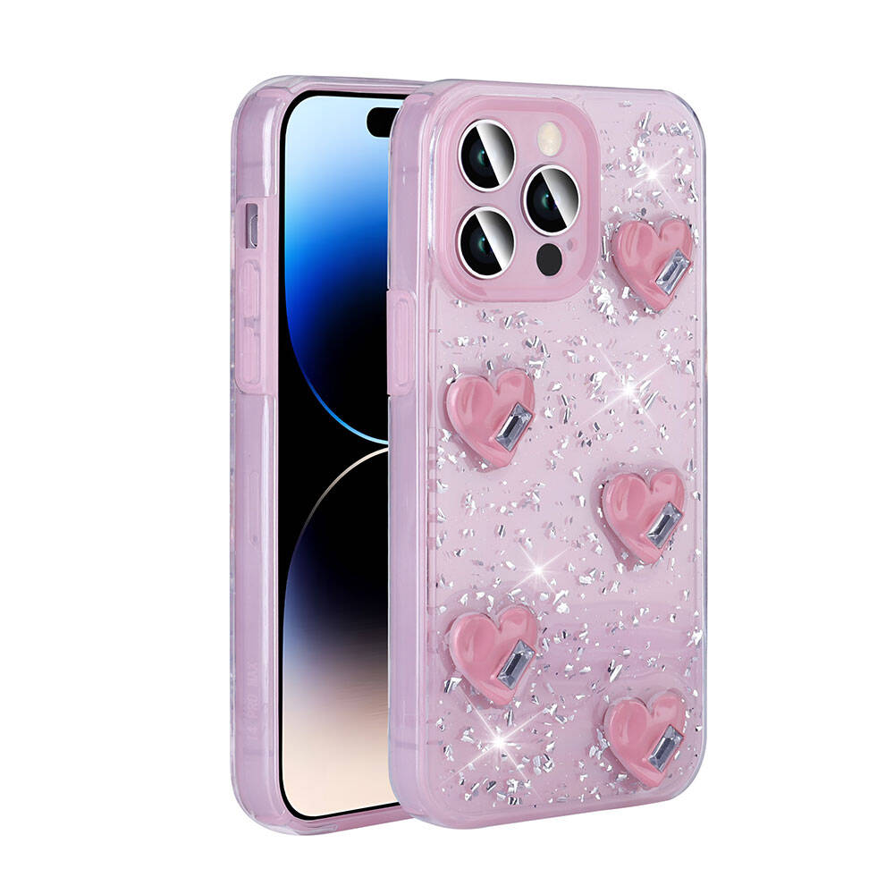 __vg|Pembe|0|8680436785652-01|Apple iPhone 14 Pro Max Kılıf Airbagli Simli Arka Yüzey Gordonix Işıltı Silikon Kapak