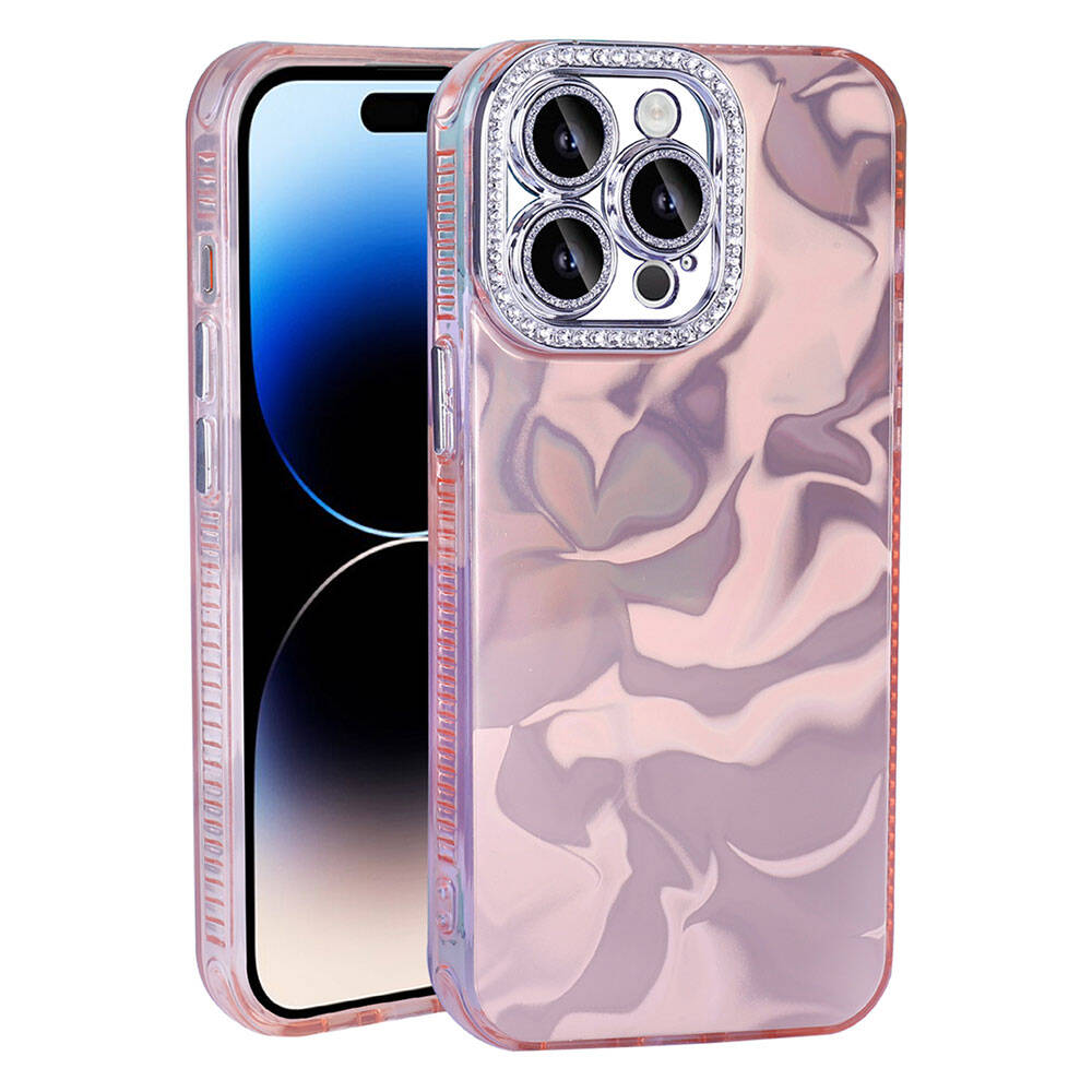 __vg|Pembe|0|8680436796818-01|Apple iPhone 14 Pro Max Kılıf Airbagli Parlak Taş Detay Tasarımlı Gordonix Esila Kapak