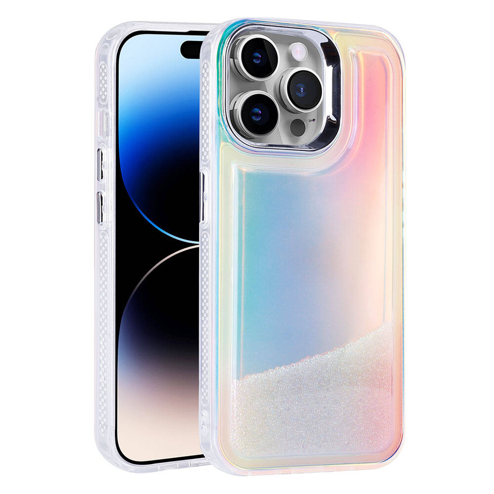 __vg|Şeffaf|0|8680436796986-01|Apple iPhone 14 Pro Max Kılıf Airbagli Renkli Arka Yüzey Boncuk Tasarımlı Gordonix Kumul Kapak