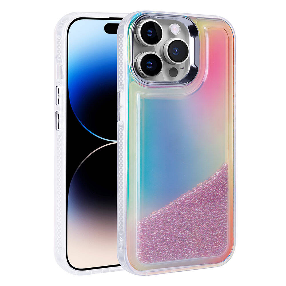 __vg|Mor|0|8680436797006-01|Apple iPhone 14 Pro Max Kılıf Airbagli Renkli Arka Yüzey Boncuk Tasarımlı Gordonix Kumul Kapak
