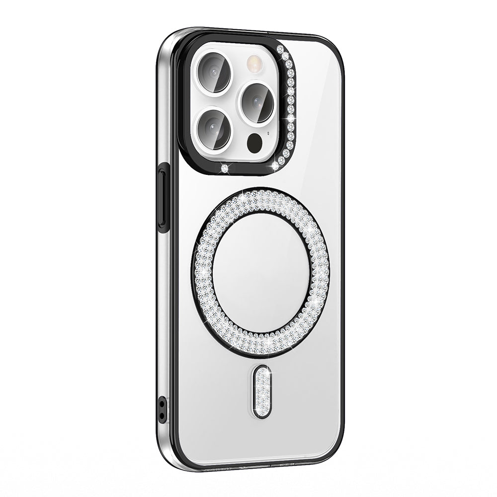 __vg|Siyah|0|8680436831724-01|Apple iPhone 14 Pro Max Kılıf Pırlanta Taş Tasarımlı MagSafe Şarj Özellikli Gordonix Karetta Silikon Kapak