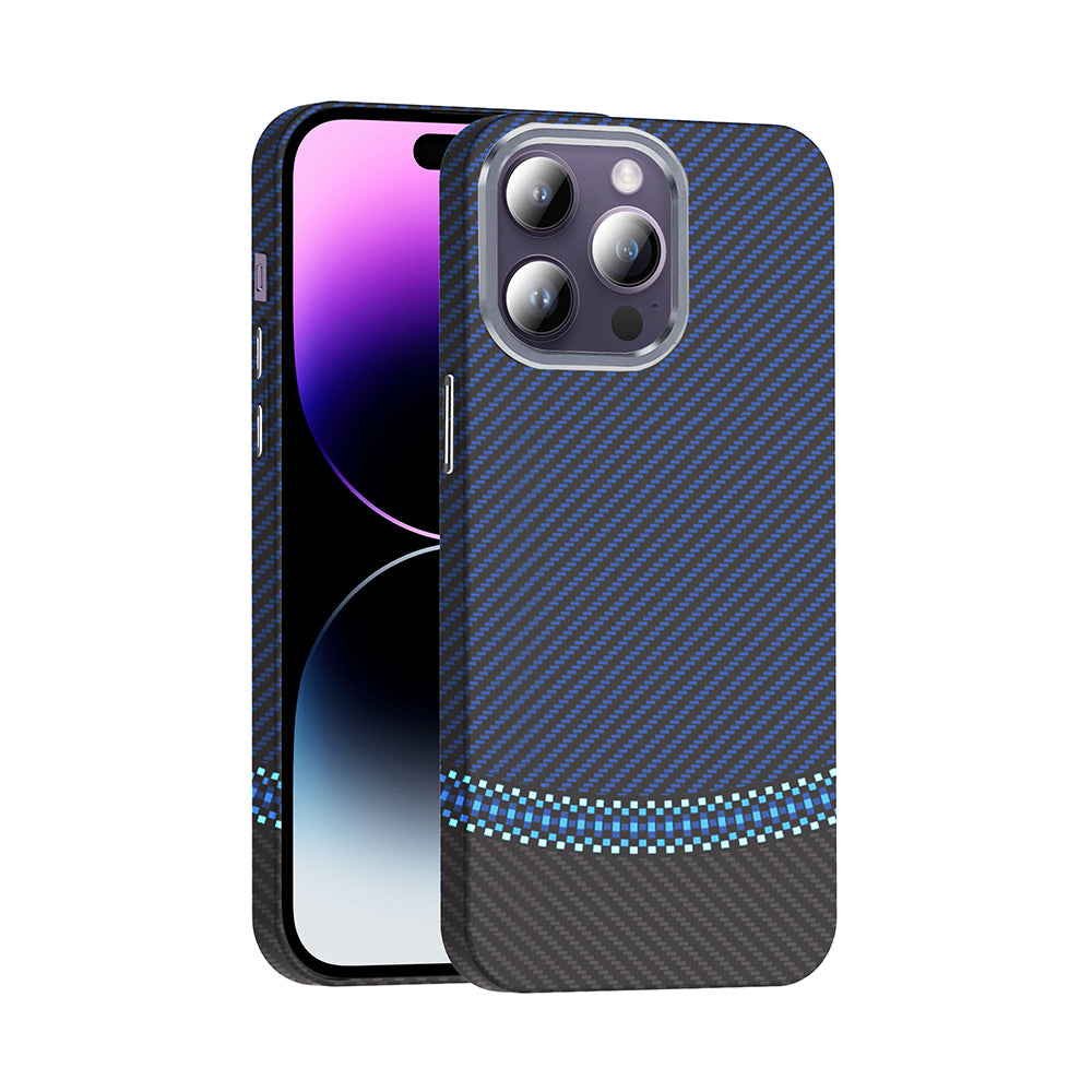 __vg|Siyah-Lacivert|0|8680436850213-01|Apple iPhone 14 Pro Max Kılıf MagSafe Şarj Özellikli Karbon Fiber Görünümlü Gordonix Gros Kapak