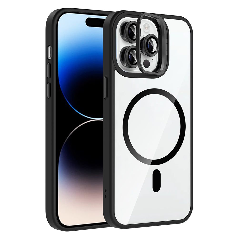 __vg|Siyah|0|8680436856963-01|Apple iPhone 14 Pro Max Kılıf Standlı ve Kamera Lens Hediyeli MagSafe Şarj Özellikli Gordonix Etro Kapak