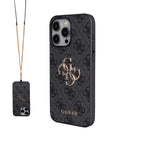 __vg|Siyah|0|8680436865439-01|Apple iPhone 14 Pro Max Kılıf Guess Orjinal Lisanslı PU Deri 4G Büyük Metal Logolu Çapraz Vücut Askılı Kapak