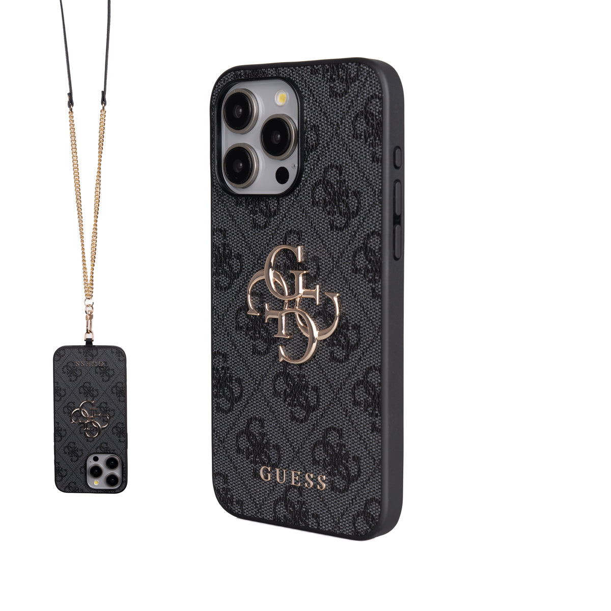 __vg|Siyah|0|8680436865439-01|Apple iPhone 14 Pro Max Kılıf Guess Orjinal Lisanslı PU Deri 4G Büyük Metal Logolu Çapraz Vücut Askılı Kapak