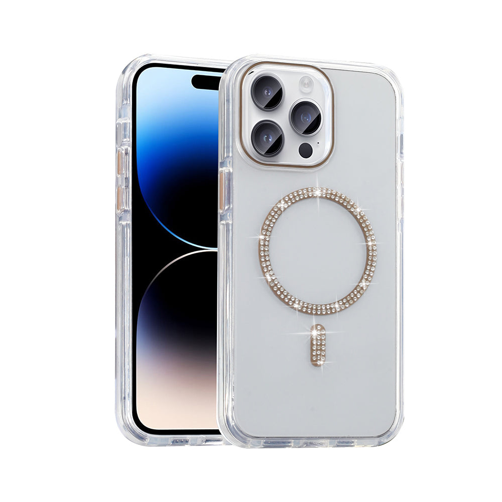 __vg|Gold|0|8680436868997-01|Apple iPhone 14 Pro Max Kılıf Taşlı Tasarım MagSafe Şarj Özellikli Gordonix Koment Silikon Kapak