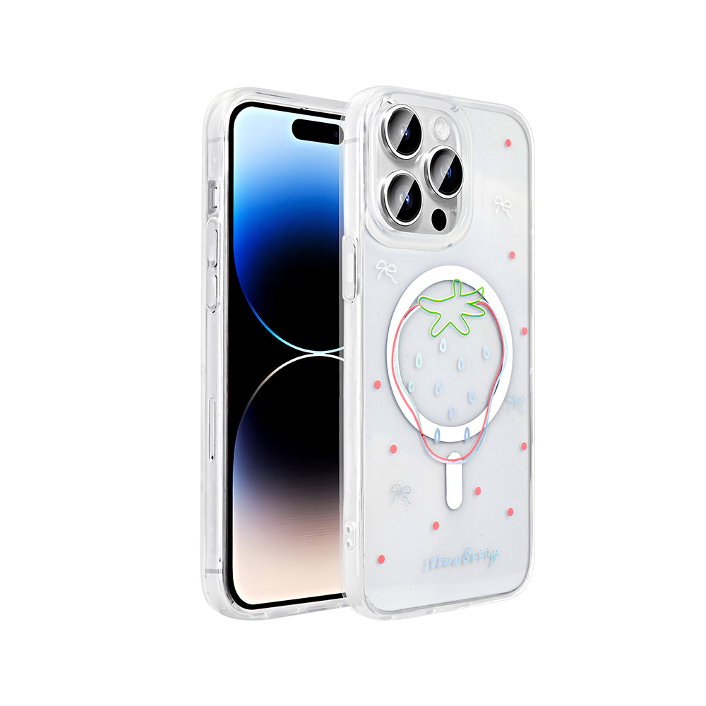 __vg|Çilek|0|8680436877425-01|Apple iPhone 14 Pro Max Kılıf MagSafe Şarj Özellikli Şeffaf Gordonix Folk Sert Kapak
