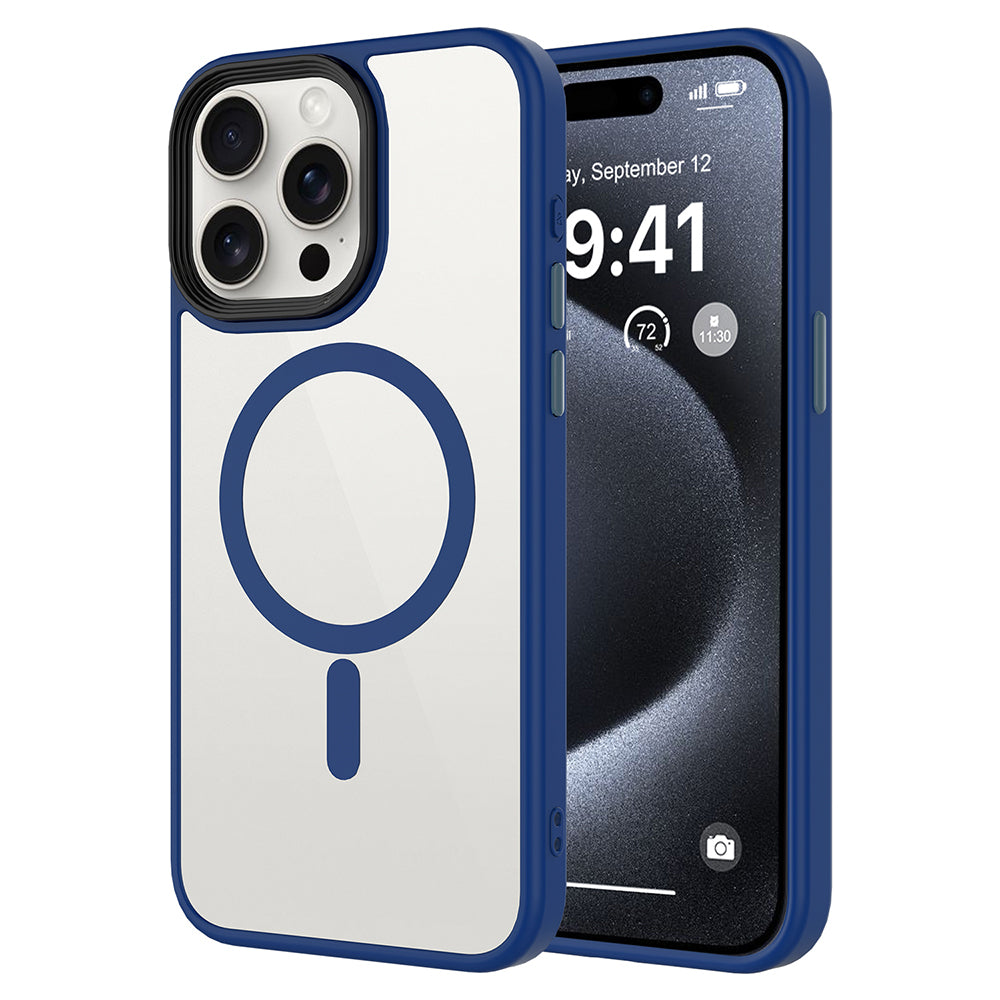 __vg|Mavi|0|8680436889152-01|Apple iPhone 14 Pro Max Kılıf Mat Arka Yüzey Wireless Şarj Özellikli Gordonix Flet MagSafe Kapak