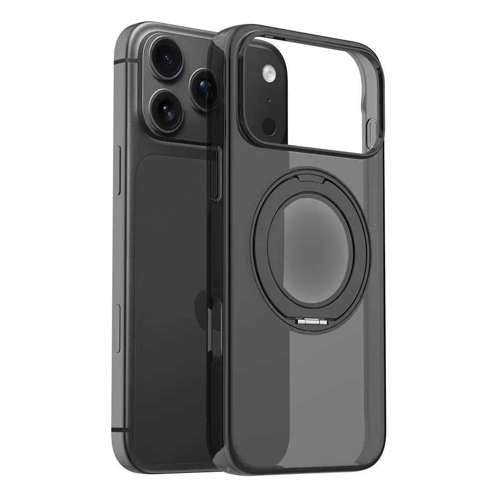 Apple iPhone 18 Pro Max Kılıf MagSafe Şarj Özellikli Gordonix Luzer 360 Standlı Kapak - Siyah