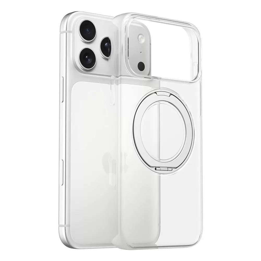 Apple iPhone 18 Pro Max Kılıf MagSafe Şarj Özellikli Gordonix Luzer 360 Standlı Kapak - Şeffaf