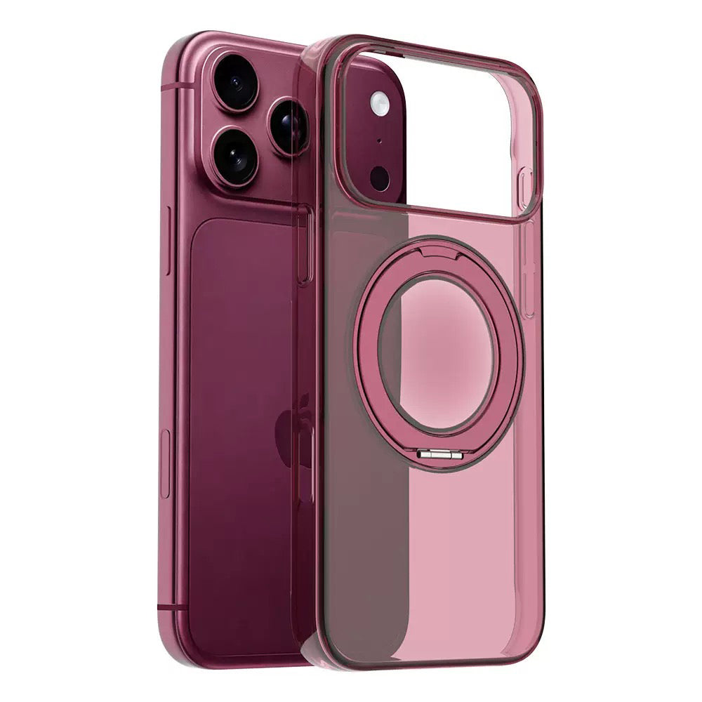 Apple iPhone 18 Pro Max Kılıf MagSafe Şarj Özellikli Gordonix Luzer 360 Standlı Kapak - Bordo