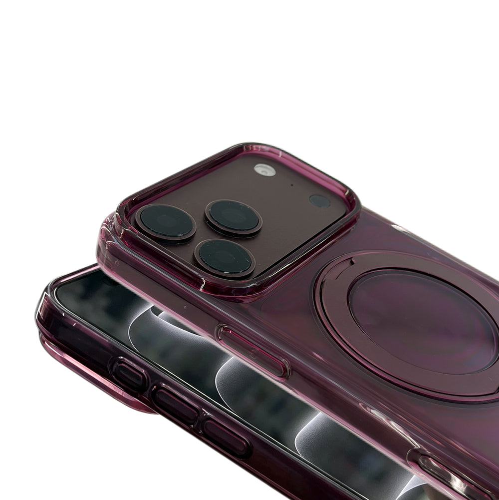 Apple iPhone 18 Pro Max Kılıf MagSafe Şarj Özellikli Gordonix Luzer 360 Standlı Kapak - Bordo