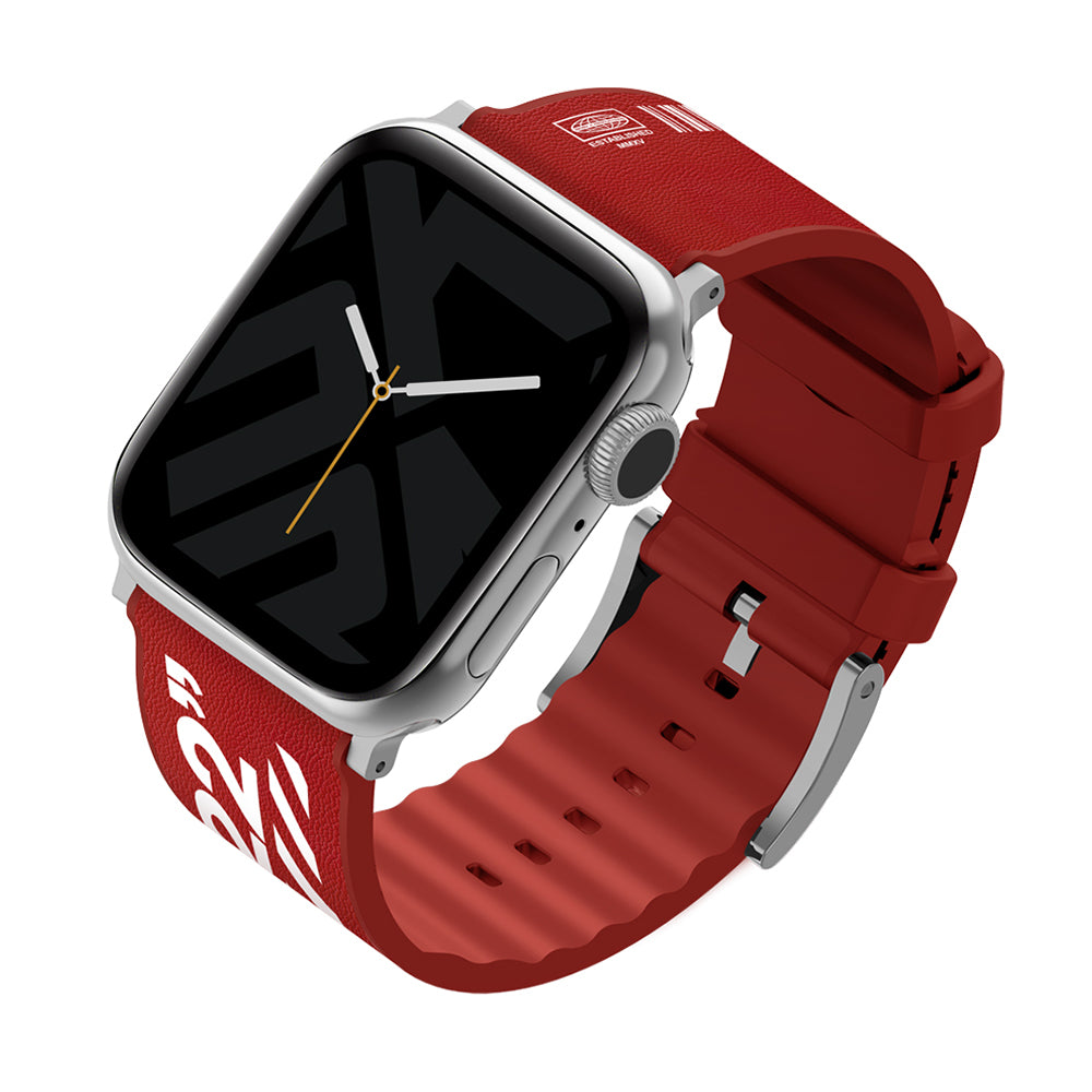 __vg|Kırmızı|0|8886461241730-01|Apple Watch 44mm SkinArma Taihi Sora Yazı Desenli Deri Görünümlü Silikon Kordon