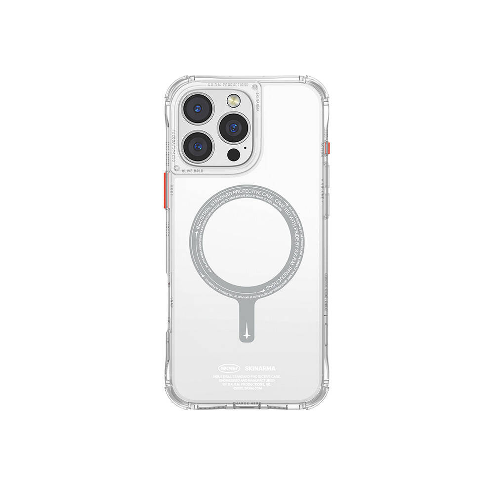__vg|Şeffaf|0|8886461246117-01|Apple iPhone 16 Pro Max Kılıf MagSafe Şarj Özellikli Şeffaf Airbag Tasarımlı Skinarma Saido Kapak