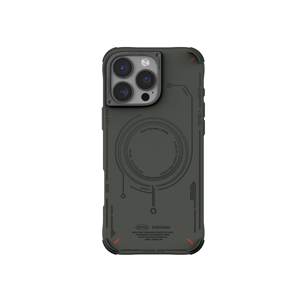 __vg|Olive|0|8886461246391-01|Apple iPhone 16 Pro Max Kılıf MagSafe Şarj Özellikli Metal Kamera Çerçeveli Skinarma Mecha Serisi Kapak