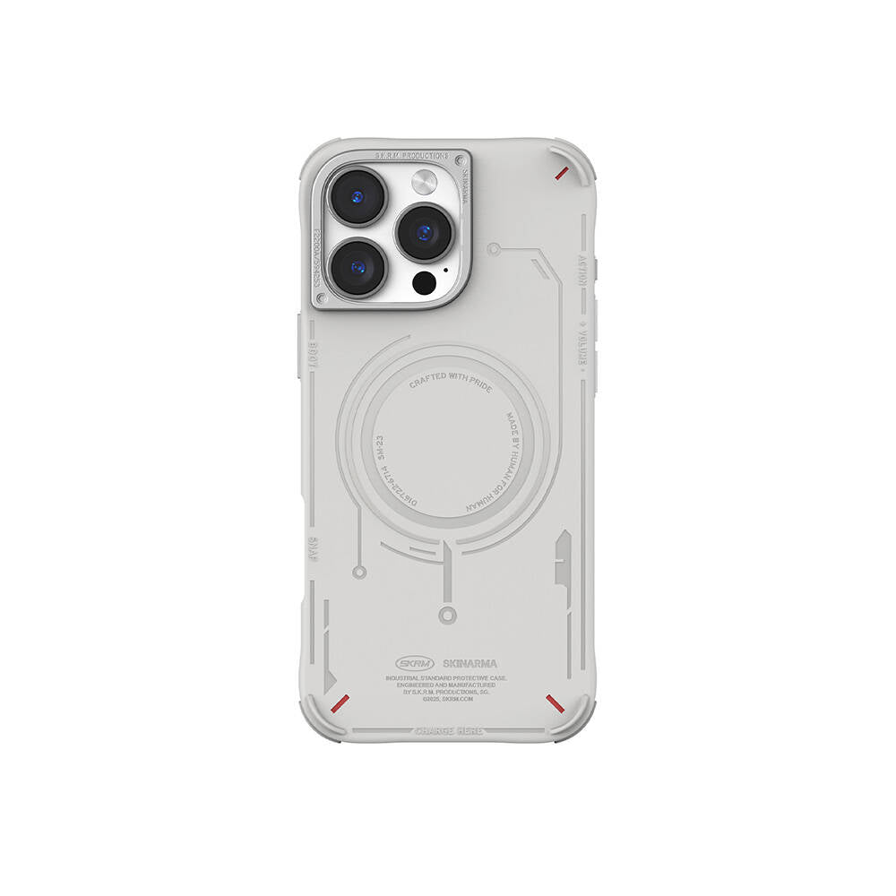 __vg|Açık Gri|0|8886461246407-01|Apple iPhone 16 Pro Max Kılıf MagSafe Şarj Özellikli Metal Kamera Çerçeveli Skinarma Mecha Serisi Kapak