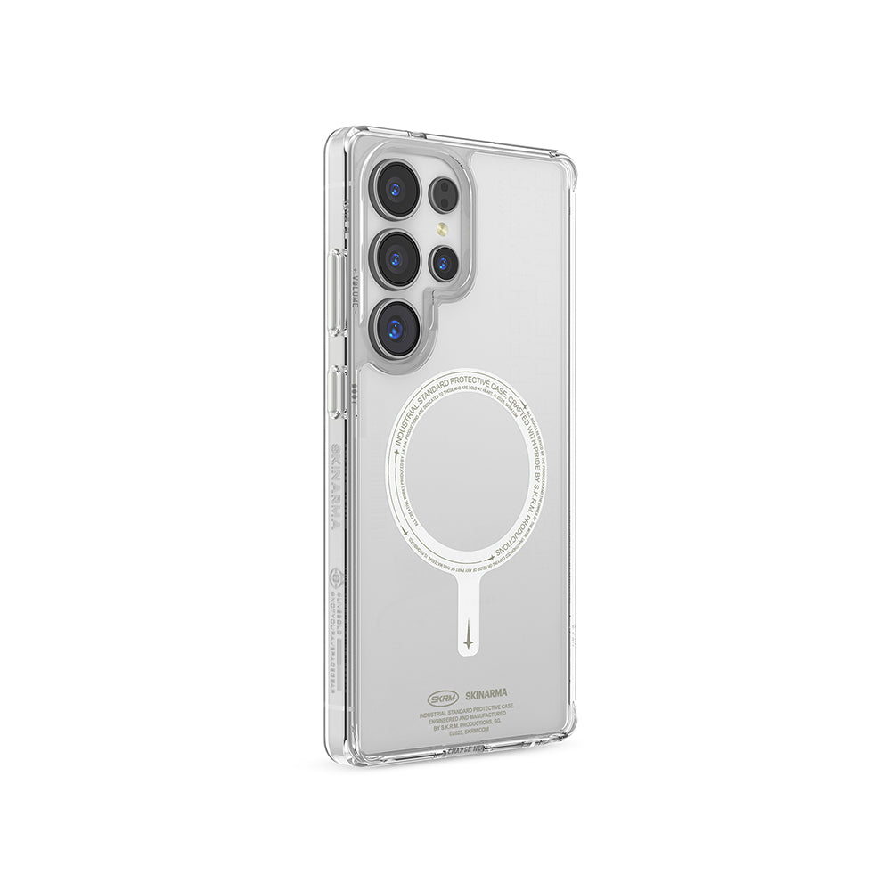 __vg|Şeffaf|0|8886461247398-01|Galaxy S25 Ultra Kılıf MagSafe Şarj Özellikli Şeffaf Airbag Tasarımlı Skinarma Saido Nightglow Kapak