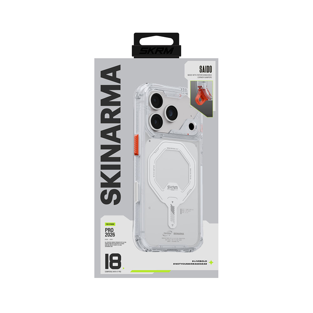 Apple iPhone 18 Pro Max Kılıf MagSafe Şarj Özellikli Şeffaf Airbag Tasarımlı Skinarma Saido Mag-Charge Kapak - Şeffaf