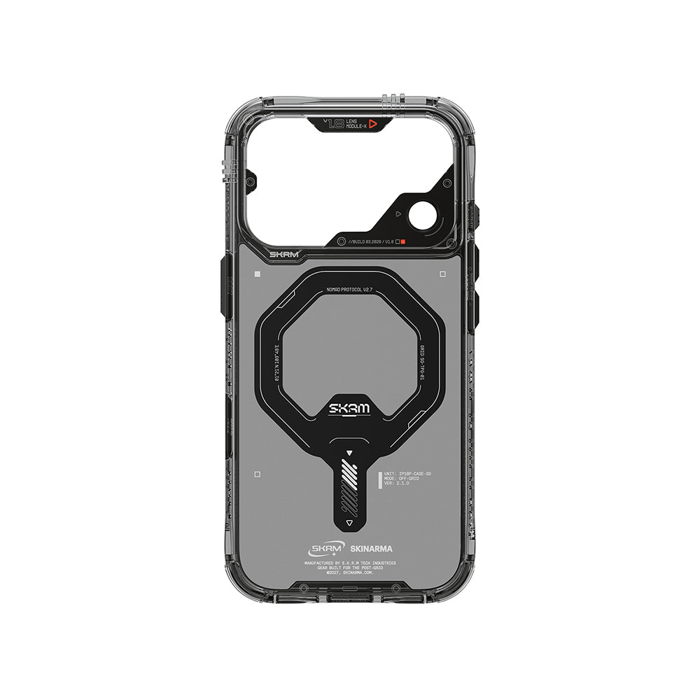 Apple iPhone 18 Pro Max Kılıf MagSafe Şarj Özellikli Şeffaf Airbag Tasarımlı Skinarma Saido Mag-Charge Kapak - Füme