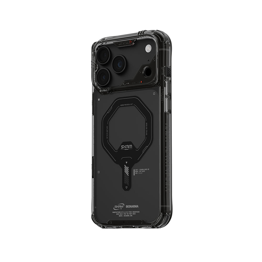 Apple iPhone 18 Pro Max Kılıf MagSafe Şarj Özellikli Şeffaf Airbag Tasarımlı Skinarma Saido Mag-Charge Kapak - Füme