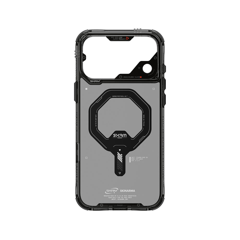 Apple iPhone 18 Pro Max Kılıf MagSafe Şarj Özellikli Şeffaf Airbag Tasarımlı Skinarma Saido Mag-Charge Kapak - Füme