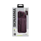 Apple iPhone 18 Pro Max Kılıf MagSafe Şarj Özellikli Teknoloji Desenli Skinarma Helio CE Mag Charge Standlı Kapak - Bordo