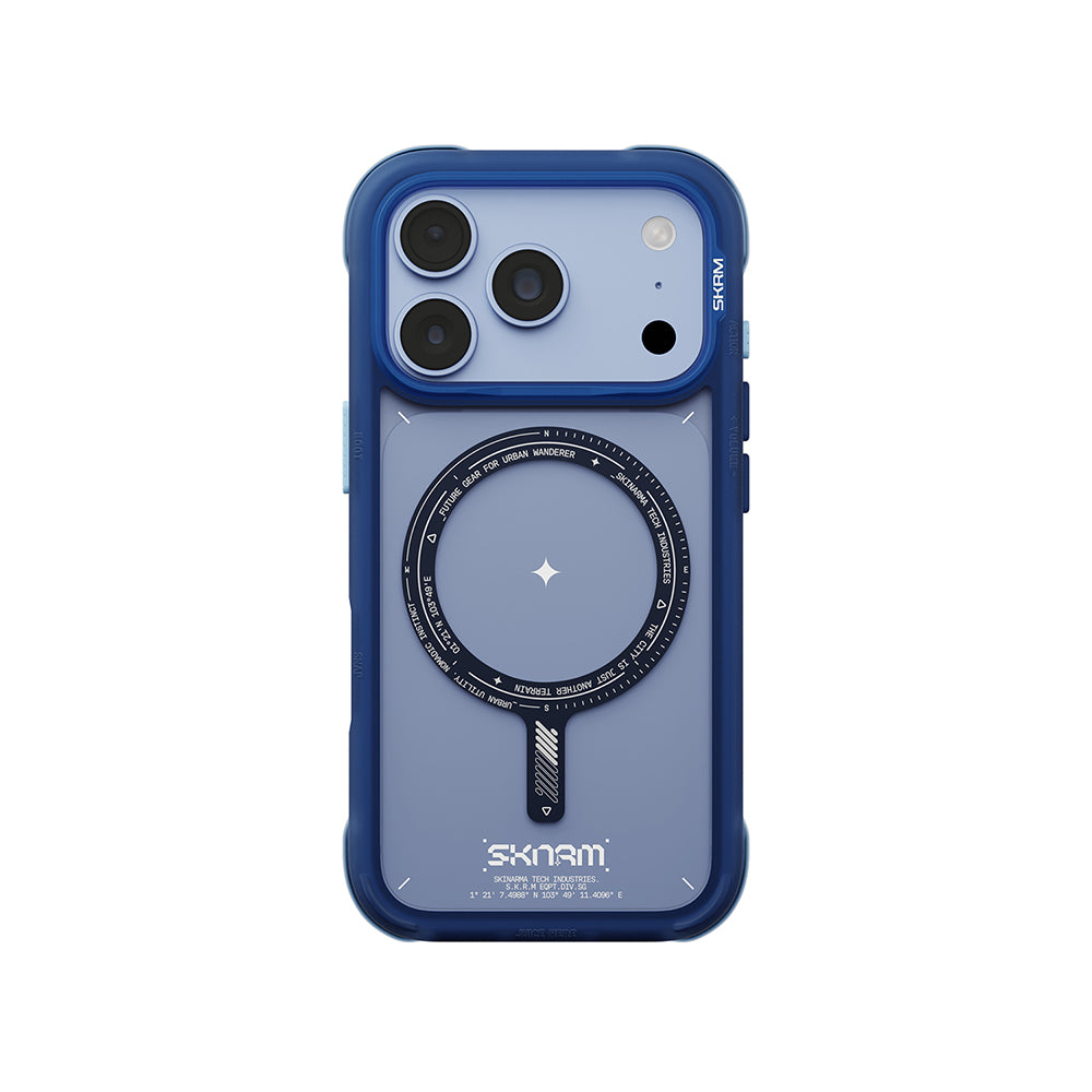 Apple iPhone 18 Pro Max Kılıf MagSafe Şarj Özellikli Airbag Tasarımlı Skinarma Avion Kapak - Mavi