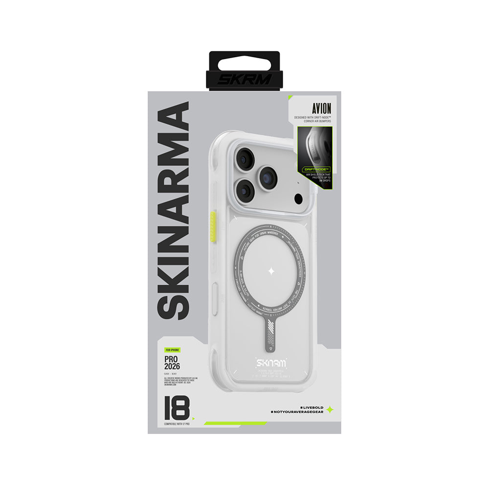 Apple iPhone 18 Pro Max Kılıf MagSafe Şarj Özellikli Airbag Tasarımlı Skinarma Avion Kapak - Beyaz
