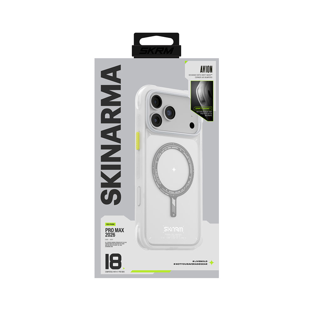 Apple iPhone 18 Pro Max Kılıf MagSafe Şarj Özellikli Airbag Tasarımlı Skinarma Avion Kapak - Beyaz