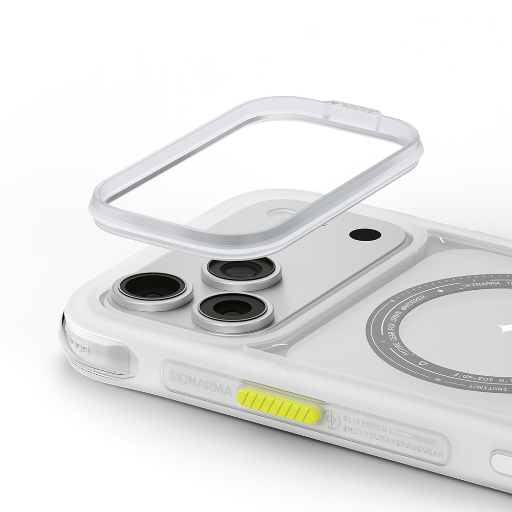 Apple iPhone 18 Pro Max Kılıf MagSafe Şarj Özellikli Airbag Tasarımlı Skinarma Avion Kapak - Beyaz
