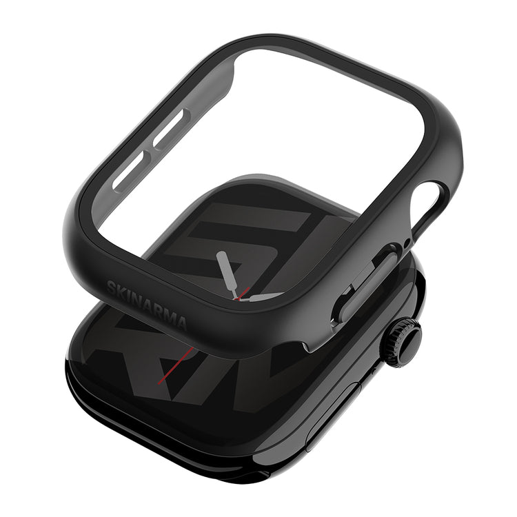 Apple Watch 12 46mm Skinarma Gado Sert Silikon Kasa ve Ekran Koruyucu - Siyah