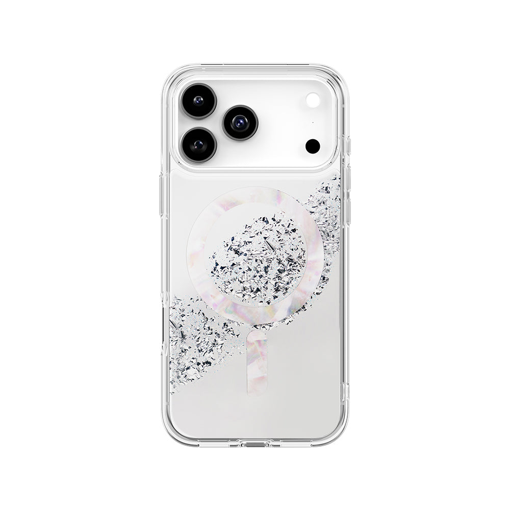 __vg|Gümüş|0|8886463695388-01|Apple iPhone 17 Pro Max Kılıf MagSafe Şarj Parlak Kristal Desenli Coehl Crystelle Kapak