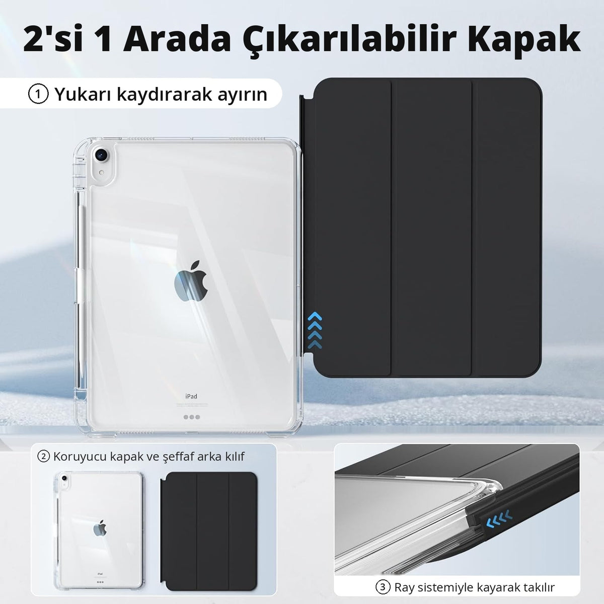 2'si 1 arada çıkarılabilir kapak