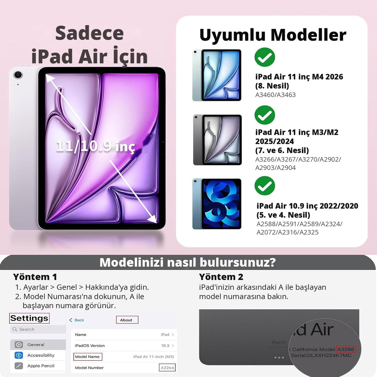 Uyumlu iPad Air modelleri