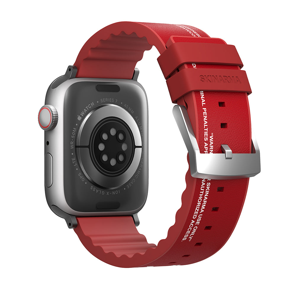 __genel|1|apple-watch-42mm-skinarma-taihi-sora-yazi-desenli-deri-gorunumlu-silikon-kordon-02|Apple Watch 42mm SkinArma Taihi Sora Yazı Desenli Deri Görünümlü Silikon Kordon