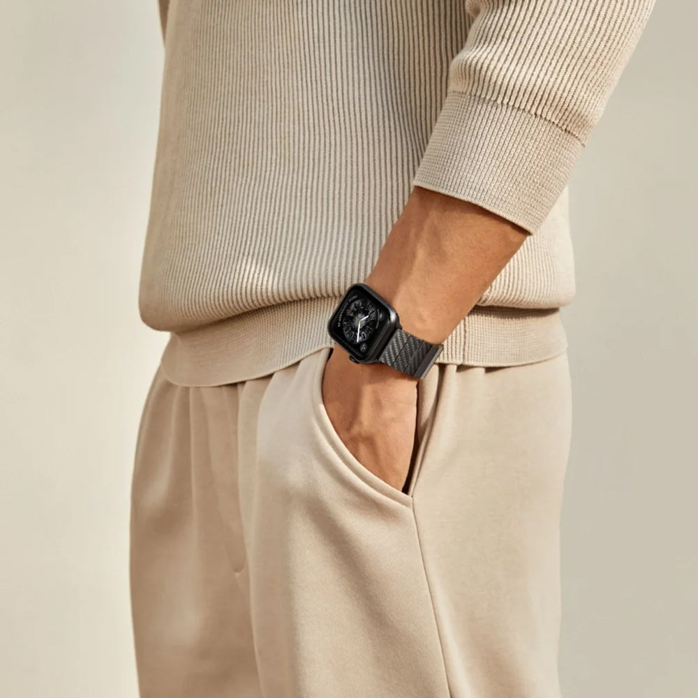__genel|19|apple-watch-serisi-uyumlu-karbon-fiber-pitaka-modern-serisi-black-grey-twill-universal-kordon-20|Apple Watch Serisi Uyumlu Karbon Fiber Pitaka Modern Serisi Black-Grey Twill Universal Kordon