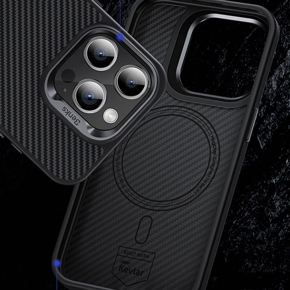 __genel|10|apple-iphone-14-pro-max-kilif-karbon-fiber-m-safe-sarj-ozellikli-benks-hybrid-armorpro-600d-kevlar-kapak-11|Apple iPhone 14 Pro Max Kılıf Karbon Fiber MagSafe Şarj Özellikli Benks Hybrid ArmorPro 600D Kevlar Kapak