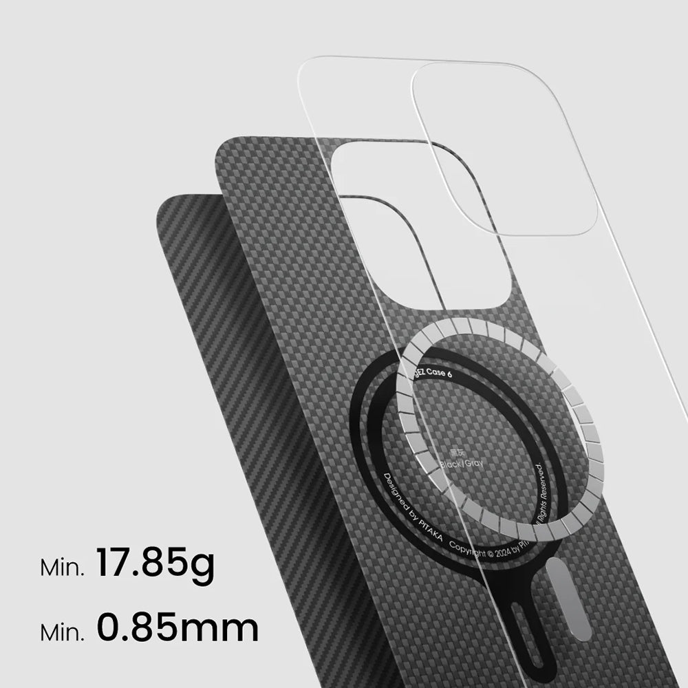 __genel|3|apple-iphone-16-pro-kilif-m-safe-sarj-ozellikli-600d-aramid-karbon-fiber-pitaka-ultra-slim-classic-serisi-black-grey-twill-kapak-04|Apple iPhone 16 Pro Kılıf MagSafe Şarj Özellikli 600D Aramid Karbon Fiber Pitaka Ultra-Slim Classic Serisi Black-Grey Twill Kapak