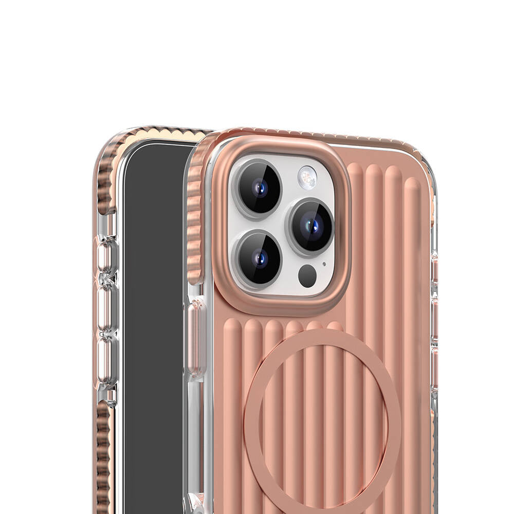 Apple iPhone 16 Pro Max Kılıf M-safe Şarj Özellikli Oyuklu Tasarım Mutural Bumpy Clear Kapak