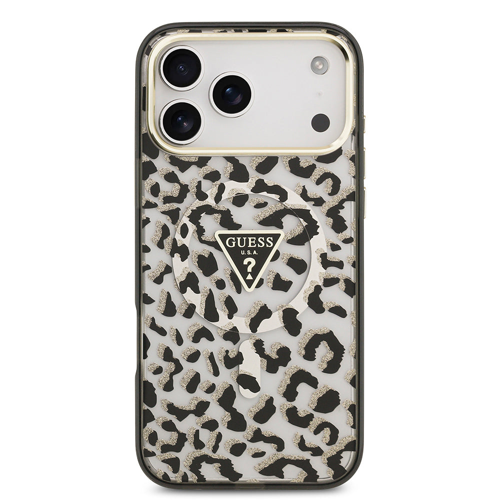 __genel|8|apple-iphone-17-pro-max-kilif-guess-orjinal-lisansli-m-safe-sarj-ozellikli-ucgen-logolu-simli-leopar-desenli-kapak-09|Apple iPhone 17 Pro Max Kılıf Guess Orjinal Lisanslı MagSafe Şarj Özellikli Üçgen Logolu Simli Leopar Desenli Kapak