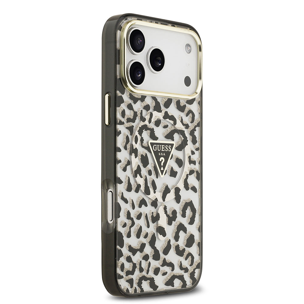 __genel|9|apple-iphone-17-pro-max-kilif-guess-orjinal-lisansli-m-safe-sarj-ozellikli-ucgen-logolu-simli-leopar-desenli-kapak-10|Apple iPhone 17 Pro Max Kılıf Guess Orjinal Lisanslı MagSafe Şarj Özellikli Üçgen Logolu Simli Leopar Desenli Kapak