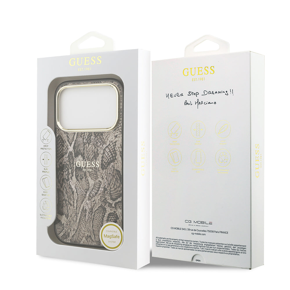 __genel|13|apple-iphone-17-pro-max-kilif-guess-orjinal-lisansli-m-safe-sarj-ozellikli-yazi-logolu-python-desenli-kapak-14|Apple iPhone 17 Pro Max Kılıf Guess Orjinal Lisanslı MagSafe Şarj Özellikli Yazı Logolu Python Desenli Kapak