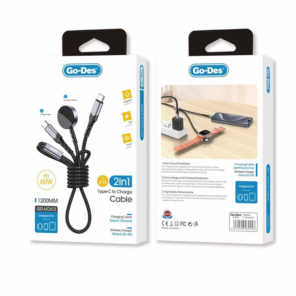 __genel|1|go-des-gd-uc612-2in1-ios-watch-uyumlu-wireless-type-c-pd-hizli-sarj-kablosu-60w-1.2m-02|Go Des GD-UC612 2in1 iOS Watch Uyumlu Wireless Type-C PD Hızlı Şarj Kablosu 60W 1.2M