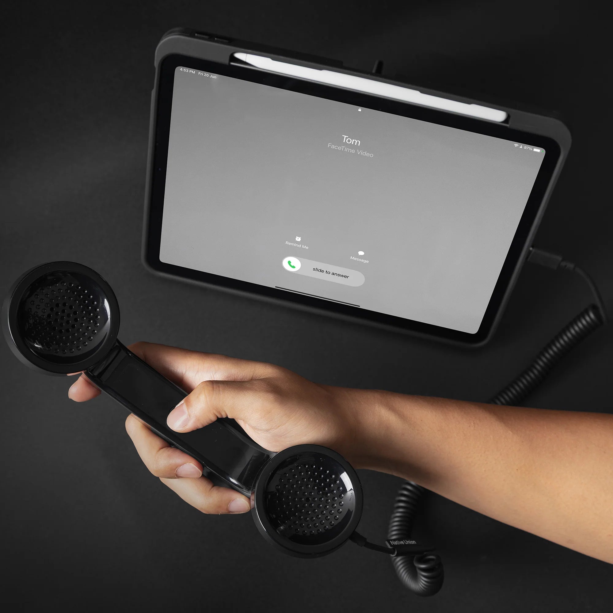 Native Union Pop Phone Retro Telefon Ahizesi - USB-C Destekli, Mikrofonlu ve Hoparlörlü (iPhone, iPad, Samsung S25, Laptop Uyumlu)