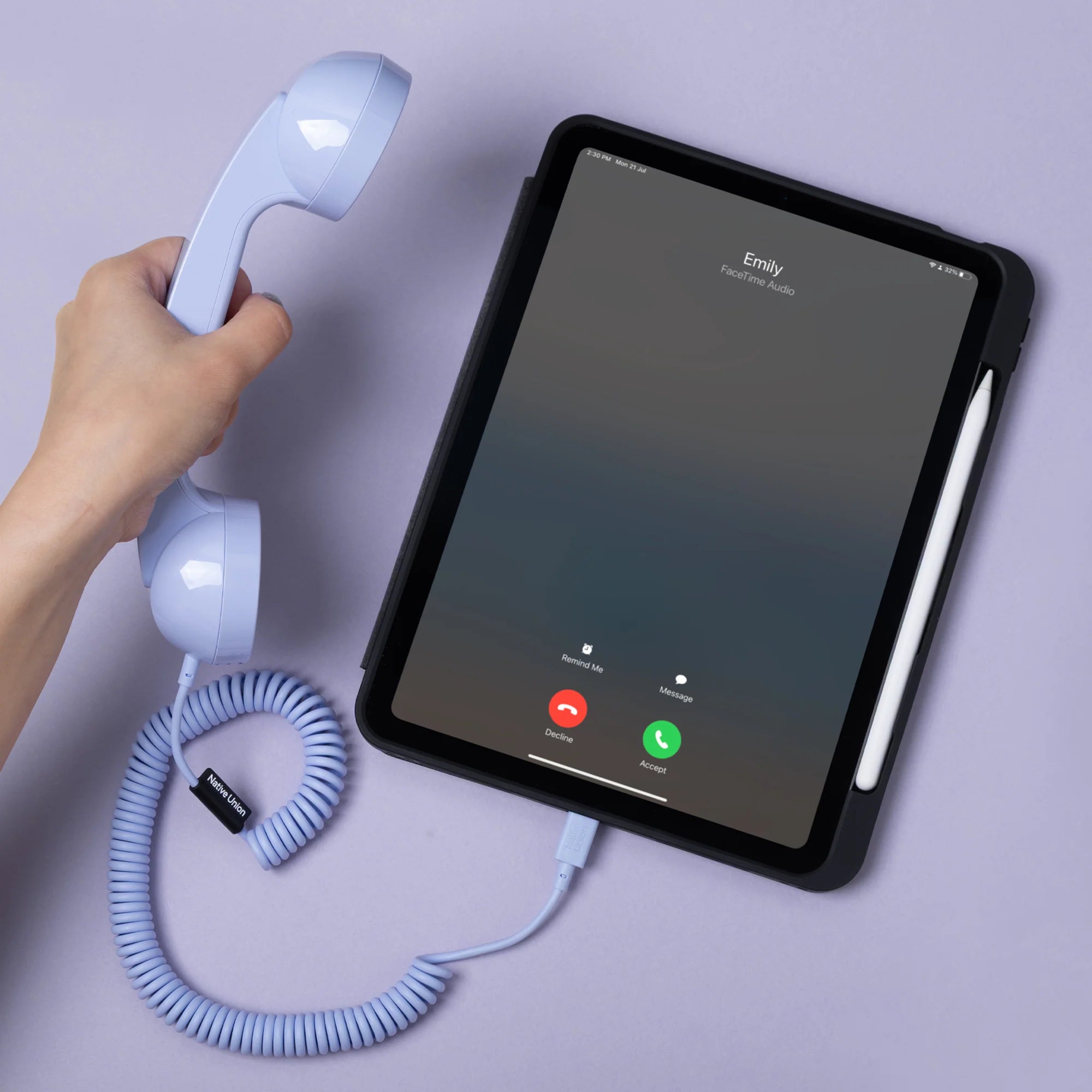 Native Union Pop Phone Retro Telefon Ahizesi - USB-C Destekli, Mikrofonlu ve Hoparlörlü (iPhone, iPad, Samsung S25, Laptop Uyumlu)