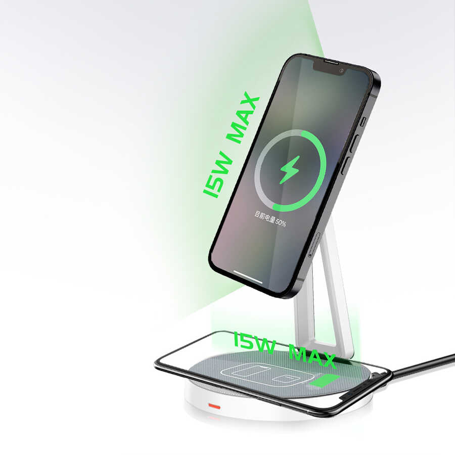 __genel|3|wiwu-m13-2-in-1-standli-kablosuz-sarj-istasyonu-04|Wiwu M13 2 in 1 Standlı Kablosuz Şarj İstasyonu