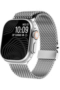 __vg|Gümüş|0|grd-milano-gumus-01|Apple Watch 44mm 45mm 46mm 49mm Gordonix Milano Serisi Paraşüt Tokalı Paslanmaz Çelik Hasır Kordon