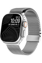 __vg|Gümüş|0|grd-milano-gumus-01|Apple Watch 44mm 45mm 46mm 49mm Gordonix Milano Serisi Paraşüt Tokalı Paslanmaz Çelik Hasır Kordon