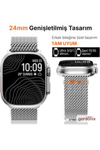 __vg|Gümüş|3|grd-milano-gumus-04|Apple Watch 44mm 45mm 46mm 49mm Gordonix Milano Serisi Paraşüt Tokalı Paslanmaz Çelik Hasır Kordon